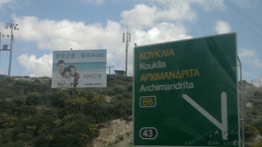 Реклама недвижимости на китайском, Кипр, 2013 год
